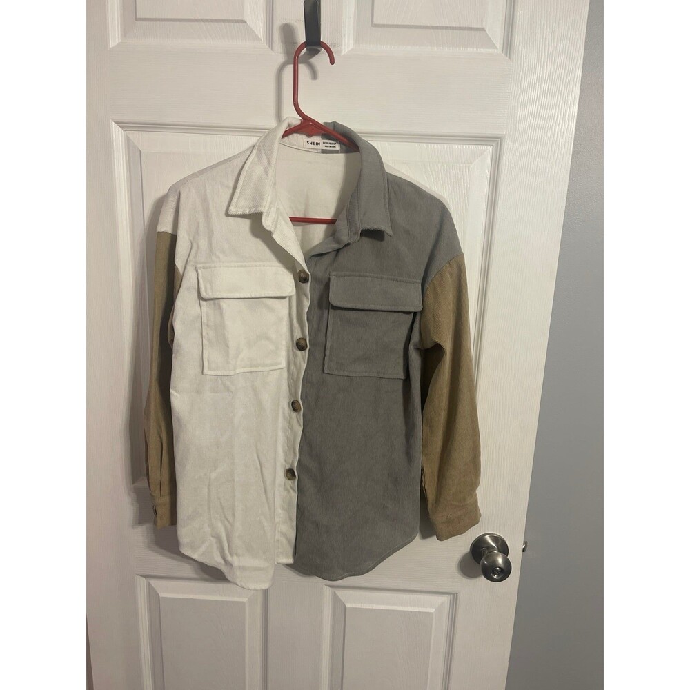SHEIN Girls Color Block Corduroy Shirt Size 11/12Y